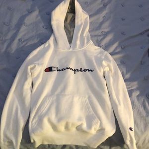 White Champion Embroidered Hoodie